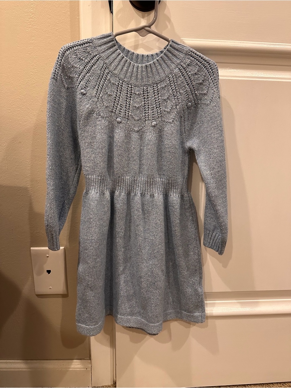 Cat & Jack Light Blue Knit Dress with Sparkle and Textured Yoke